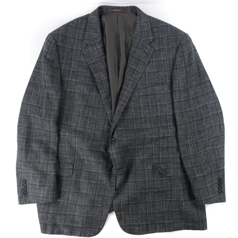 Modern Hickey Freeman Custom Sport Coat Men 53R Knit Wool USA Suit Jacket Gray - Picture 1 of 12